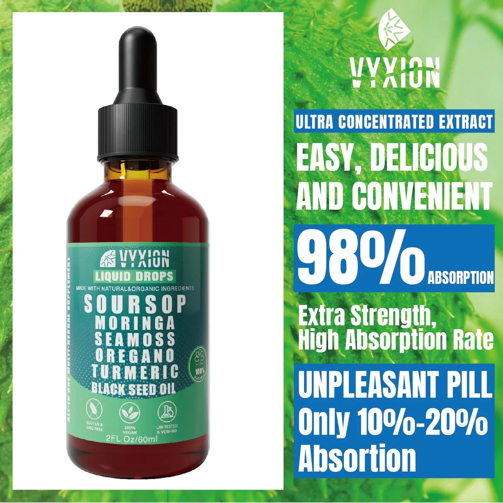 100% Organic 10-in-1 Soursop Liquid Drops - Buy 3 Get 2 Free