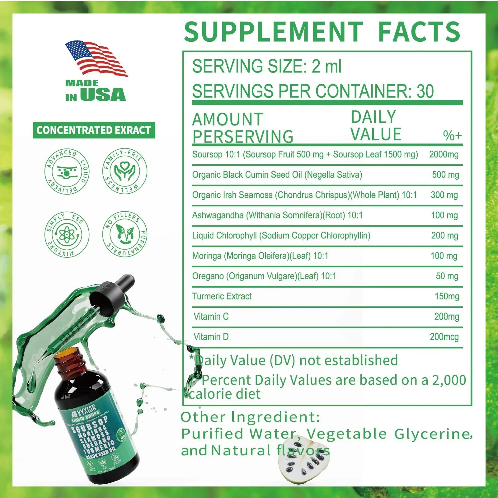 100% Organic 10-in-1 Soursop Liquid Drops - Buy 1 Only
